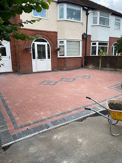 Block paving in red